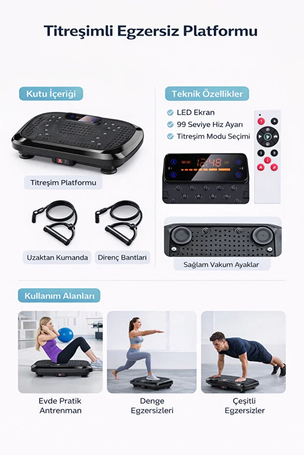 Evde Yüksek Titreşimli Spor Aleti – Cilt Sıkılaştırıcı Egzersiz Masaj Aleti